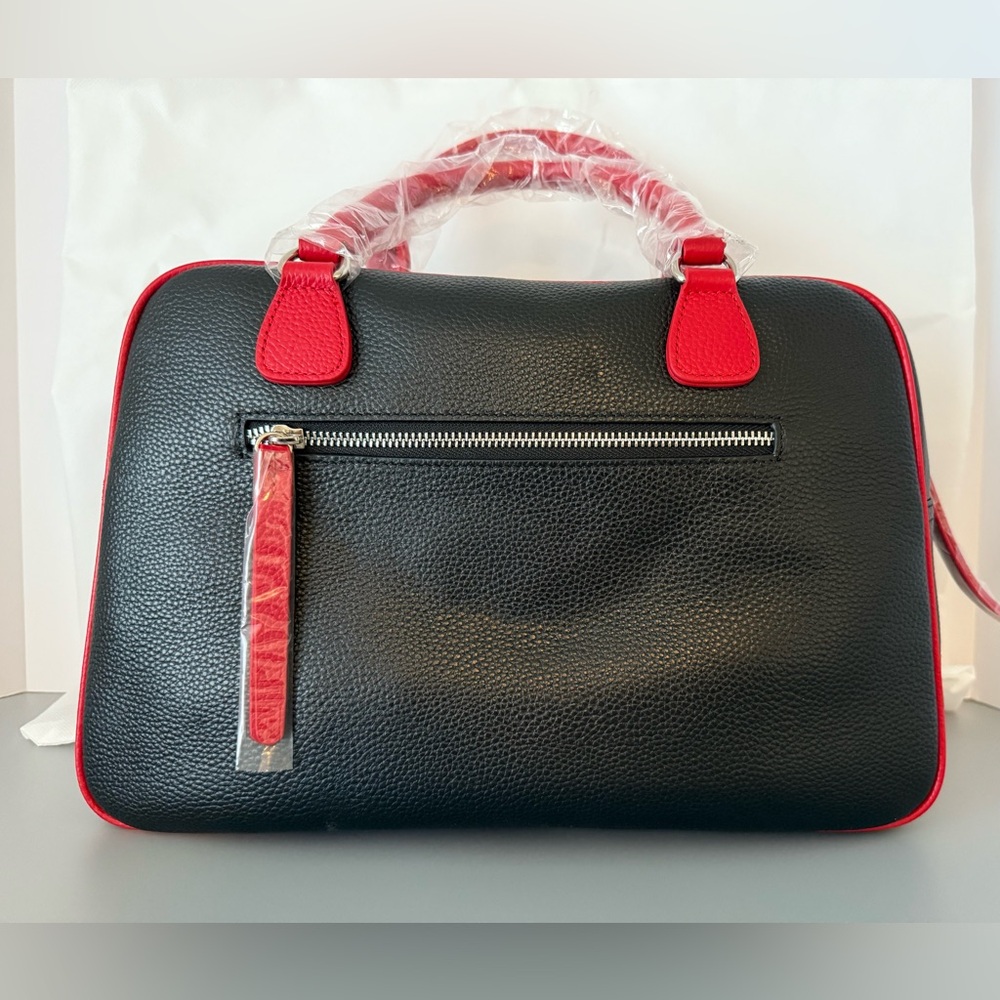 New Tauntus Greek Life Delta Sigma Theta Sorority (ΔΣΘ) Blk&Red Leather Satchel - Picture 3 of 7